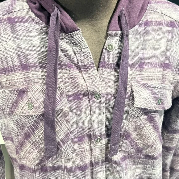 Columbia Womens Canyon Point II Shirt Jacket Purple  Hooded Flannel Hiking Large - Picture 5 of 9